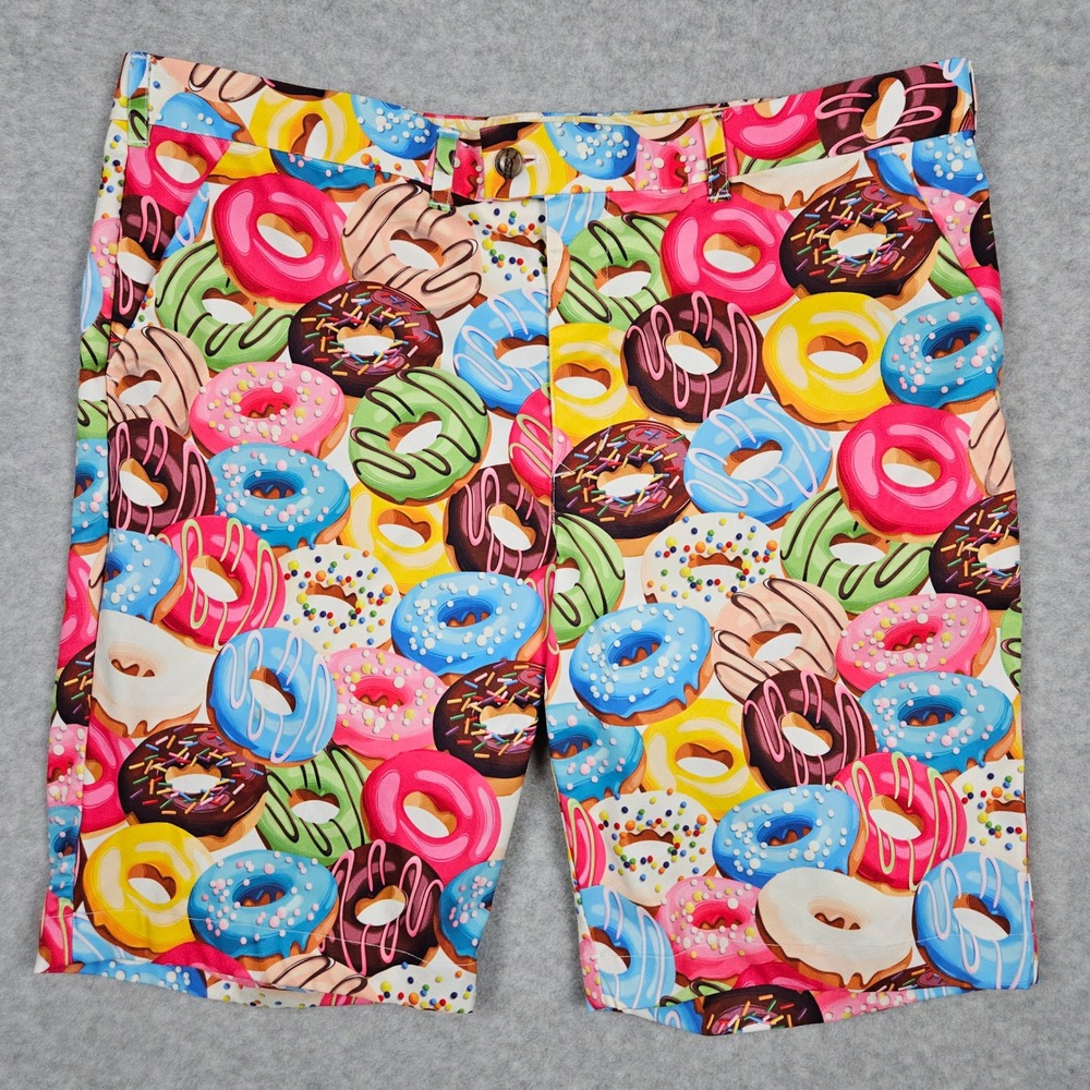 Loudmouth (Men's 38) Multicolor Shorts Golf Donut Print Novelty Fun Colorful